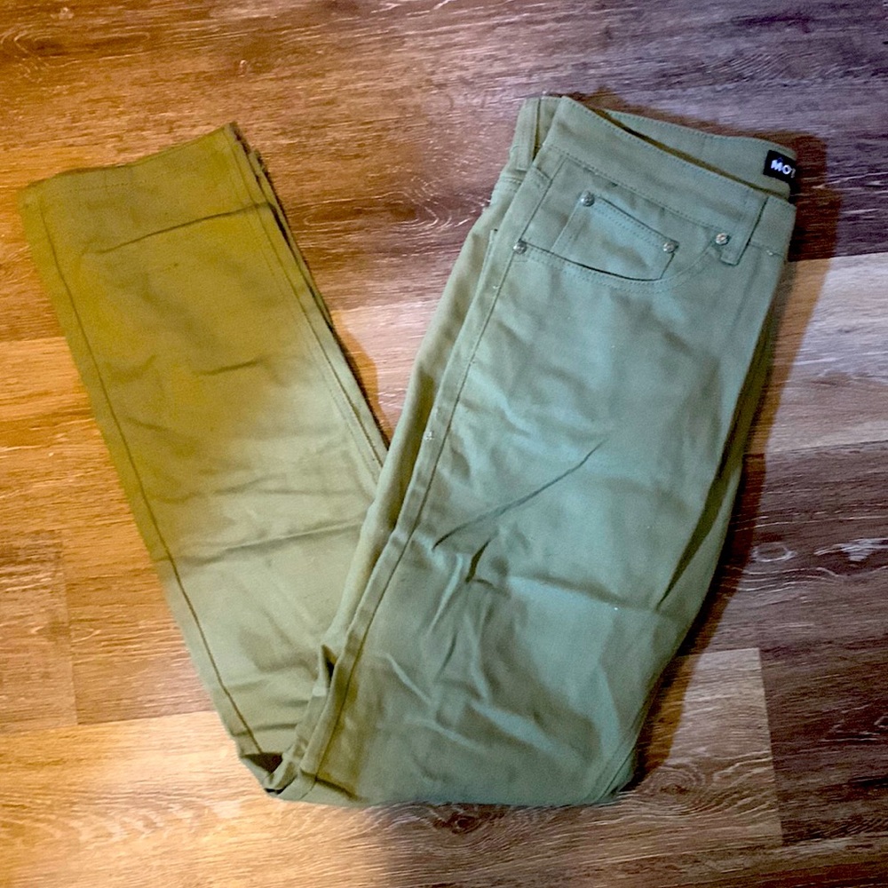 Vintage green pants, Moto jeans, 34x34 slim fit